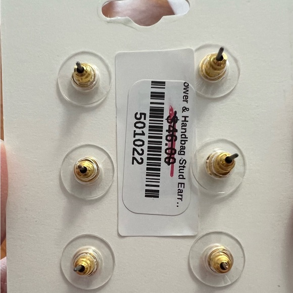 NWT Set/3 post earrings. Icon collection purse, perfume bottle & flowers. - Picture 2 of 4